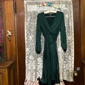 Shein green silky dress brand new size small with bag